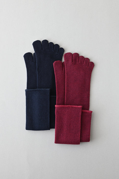 五本指「足の肌着」絹とウール  ロング丈