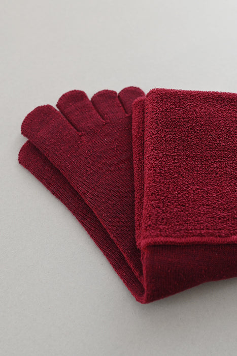 五本指「足の肌着」絹とウール  ロング丈