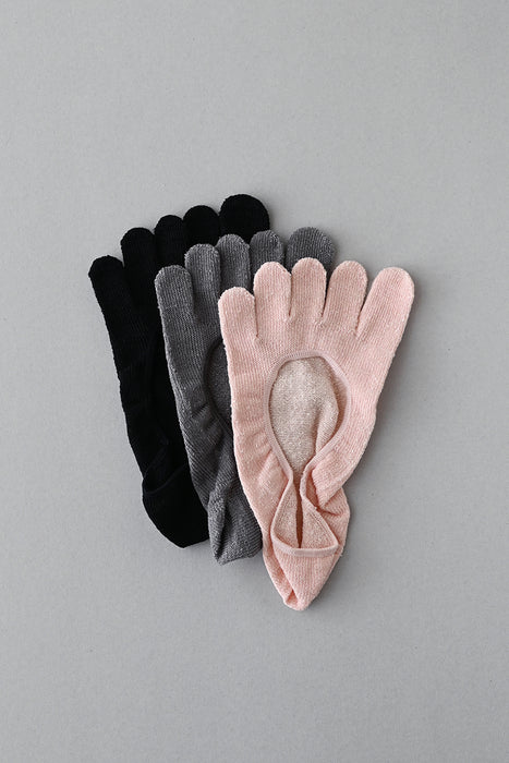 五本指「足の肌着」絹と綿　No-show toe socks  (フットカバー)