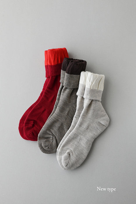 絹ウール二層靴下